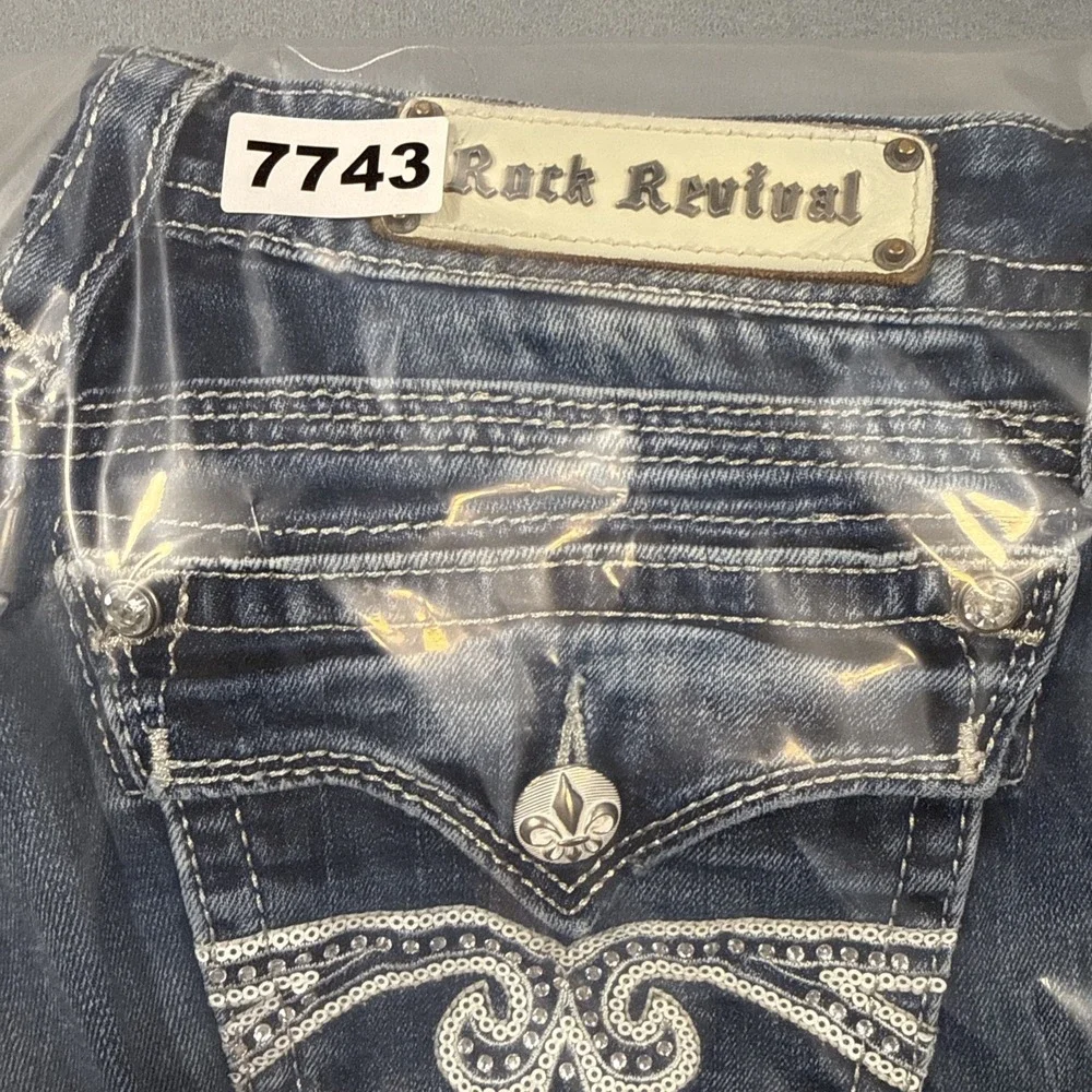 Rock Revival EASY CAPRI SORA Jeans Embroidered Pockets Logo Accents Men 32